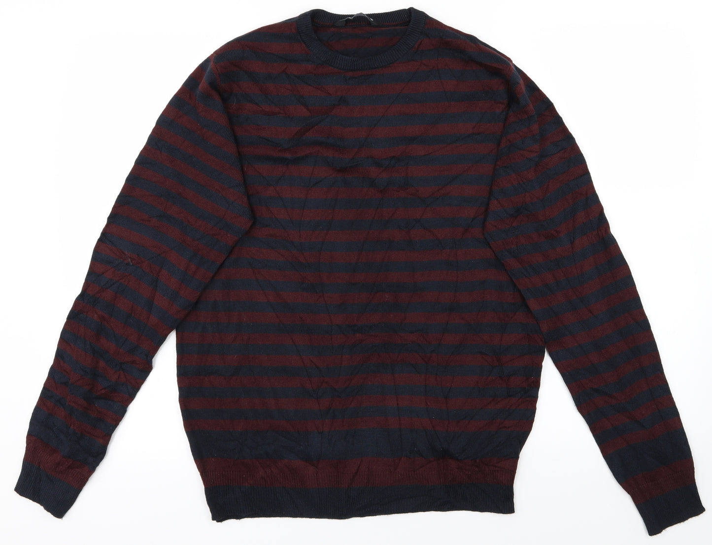 Cedar Wood State Mens Red Striped  Pullover Jumper Size M