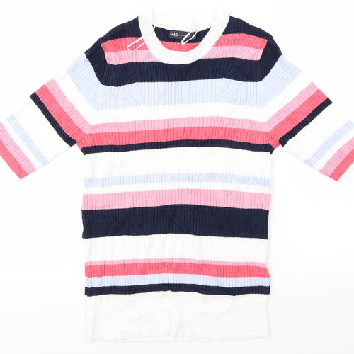 M&S Womens Pink Striped  Pullover Jumper Size 12