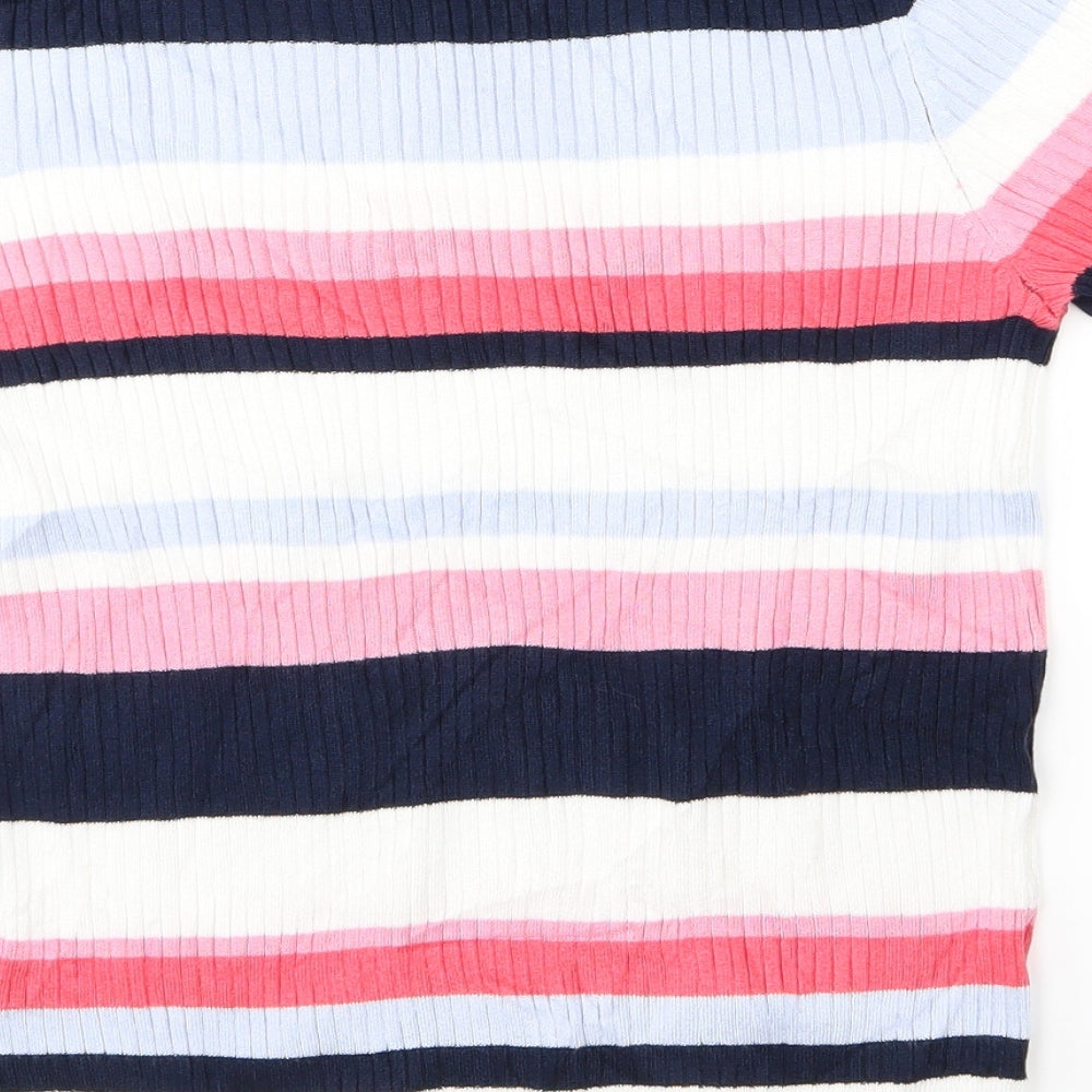 M&S Womens Pink Striped  Pullover Jumper Size 12