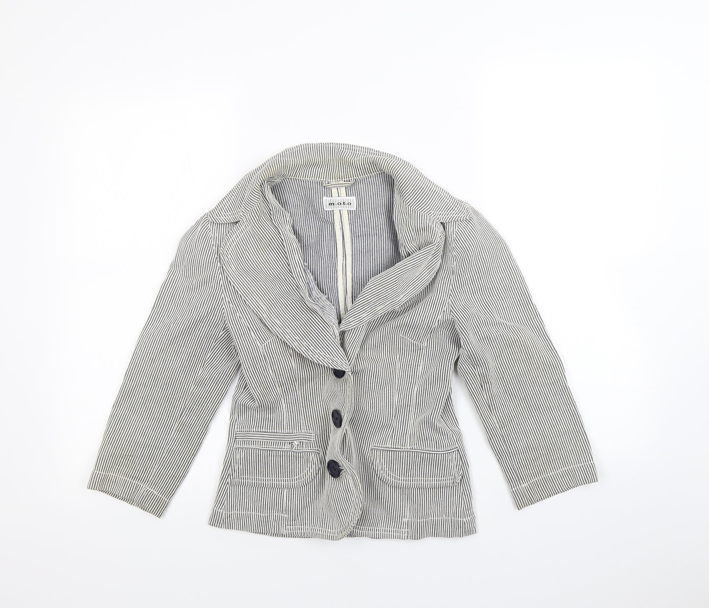 Moto Womens Blue Striped  Jacket  Size 8