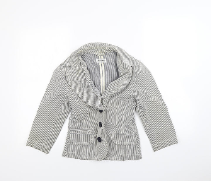 Moto Womens Blue Striped  Jacket  Size 8