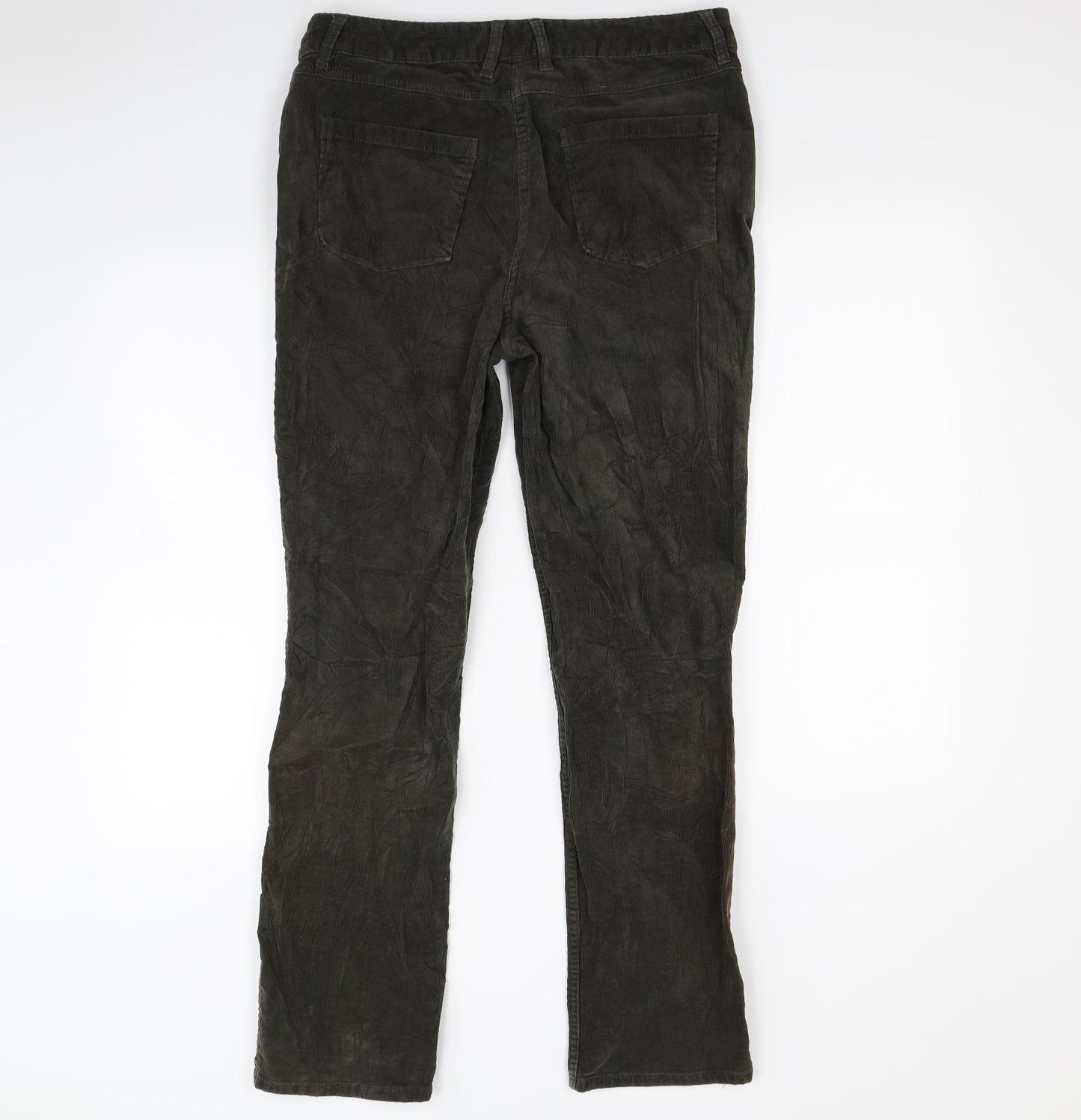 M&S Womens Green  Corduroy Trousers  Size 14 L30 in