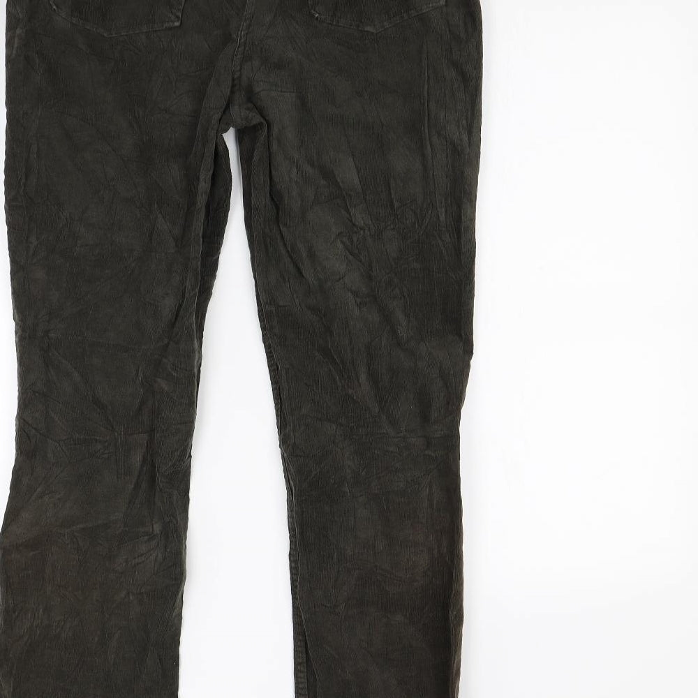 M&S Womens Green  Corduroy Trousers  Size 14 L30 in