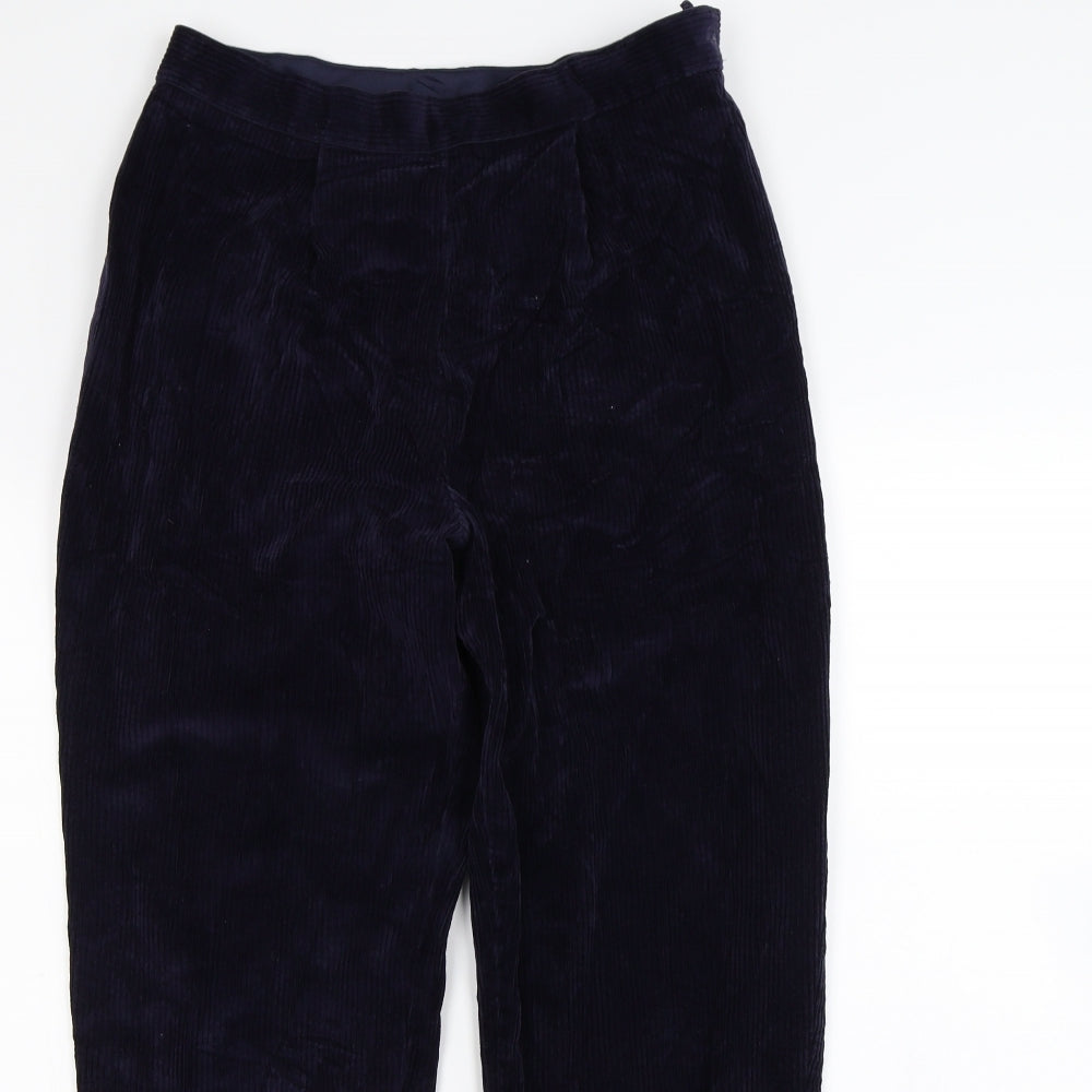 M&S Womens Blue  Corduroy Trousers  Size 14 L28 in