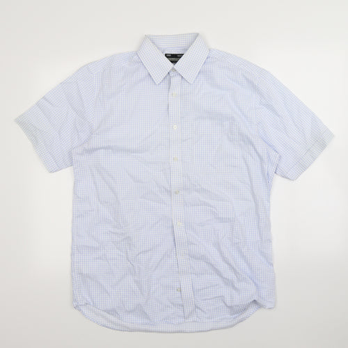 M&S Mens Blue Pinstripe   Dress Shirt Size L