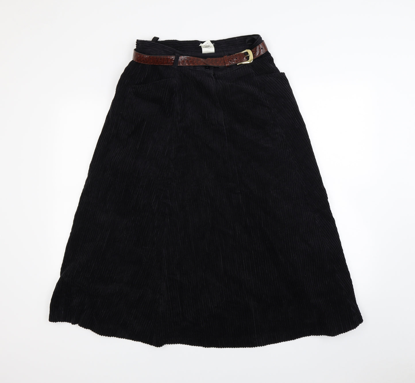 boutondor Womens Black  Corduroy Maxi Skirt Size 14