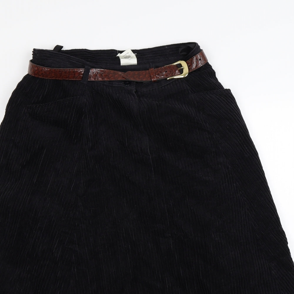 boutondor Womens Black  Corduroy Maxi Skirt Size 14
