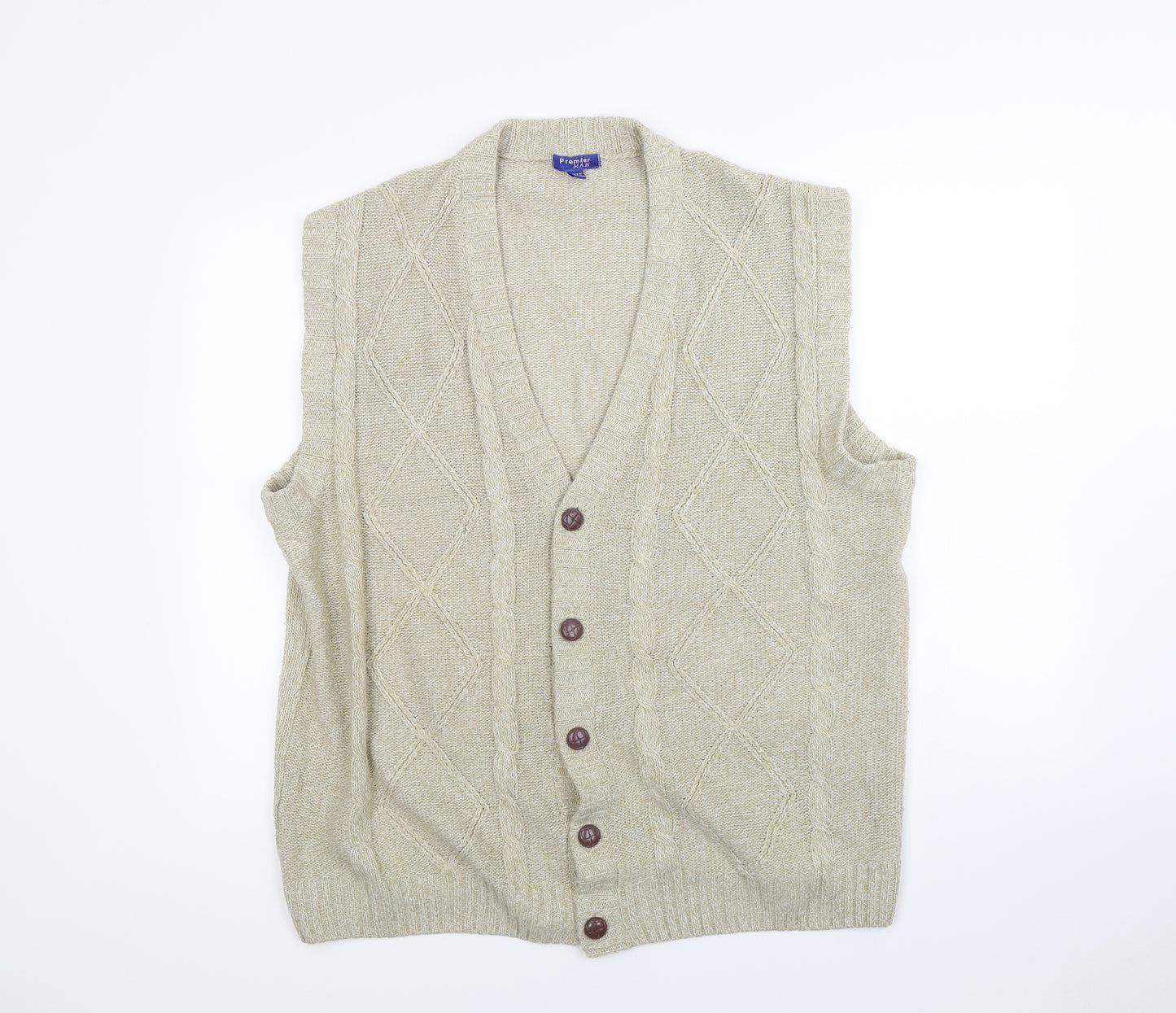 Premier man Mens Beige   Cardigan Jumper Size L