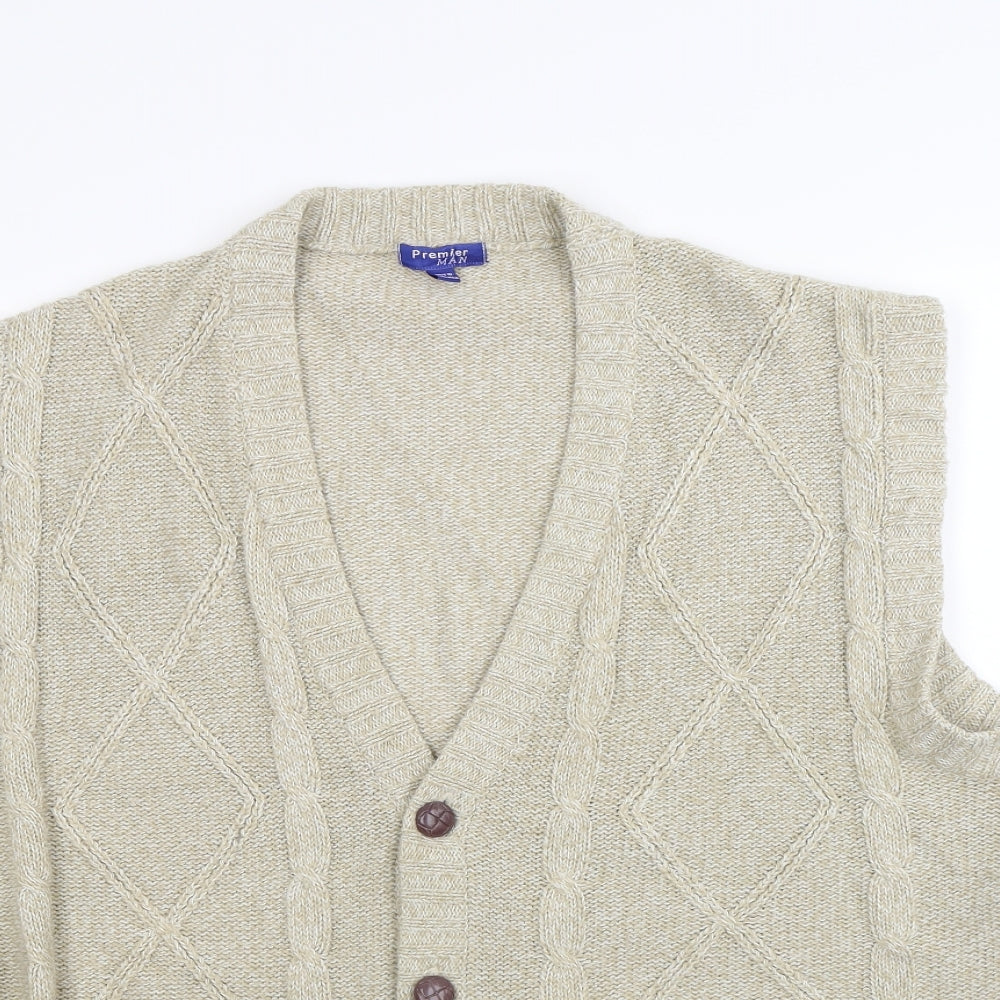 Premier man Mens Beige   Cardigan Jumper Size L