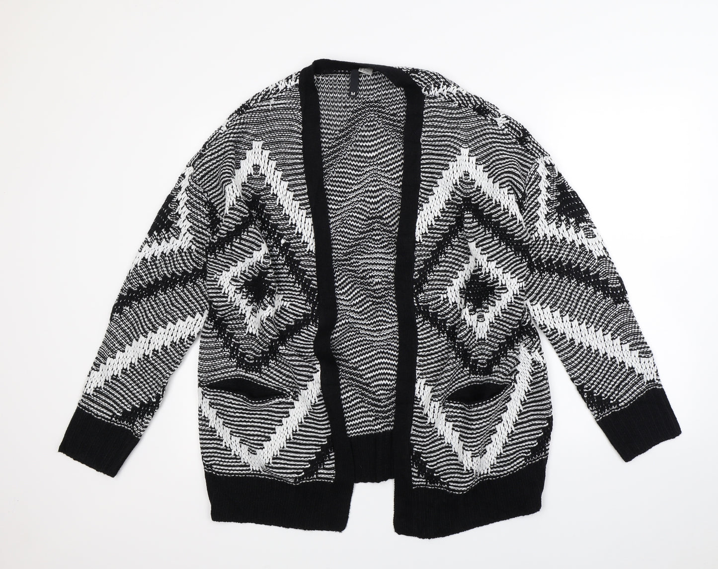Divided Womens Black Striped  Cardigan Jumper Size M