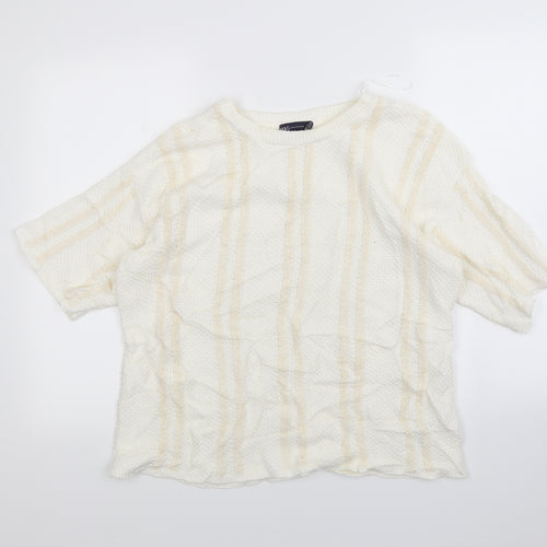 M&S Womens Ivory Striped  Pullover Jumper Size 16