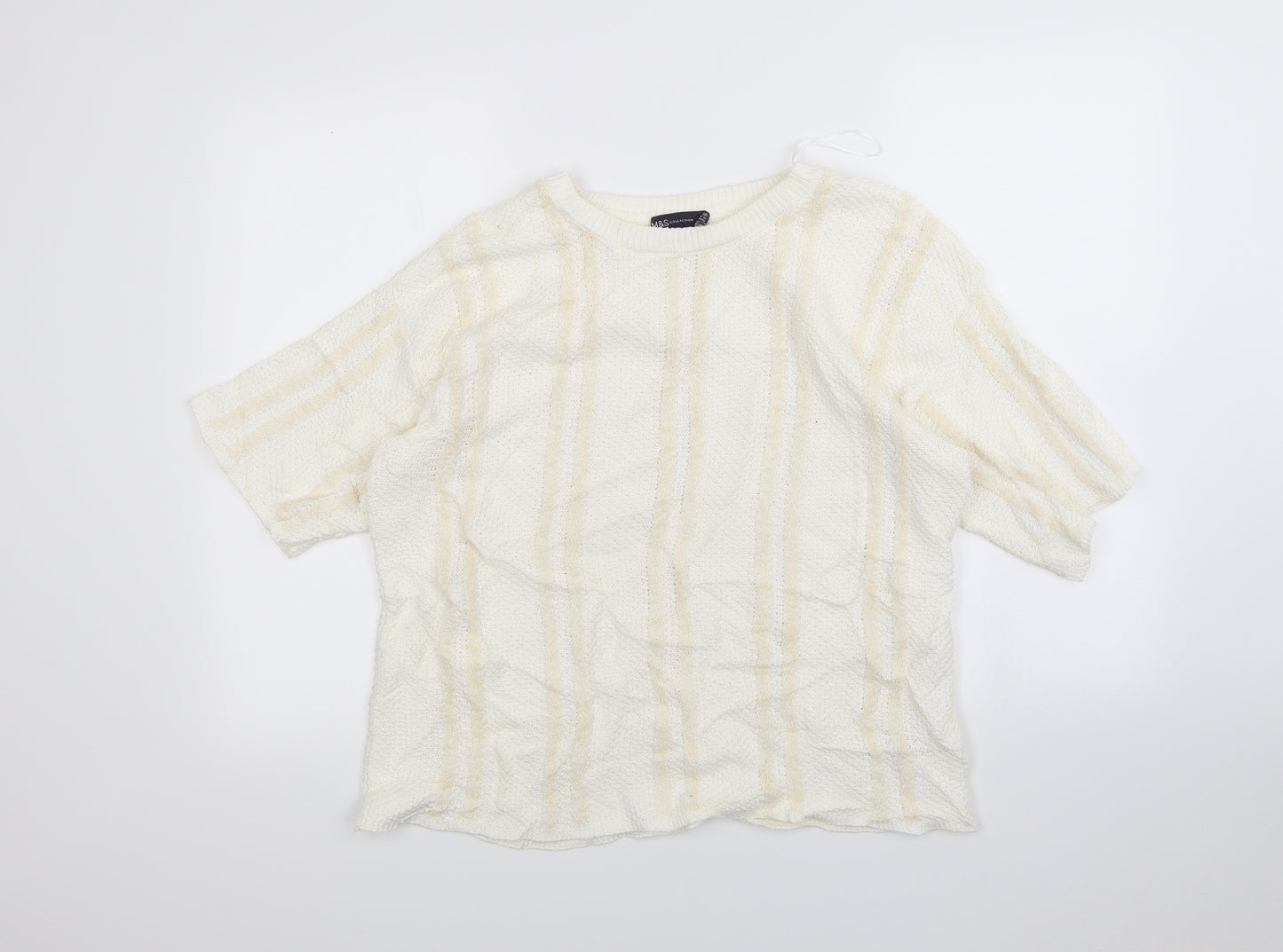 M&S Womens Ivory Striped  Pullover Jumper Size 16