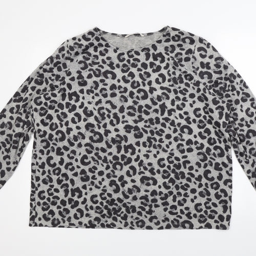 TU Womens Grey Animal Print  Pullover Sweatshirt Size 2