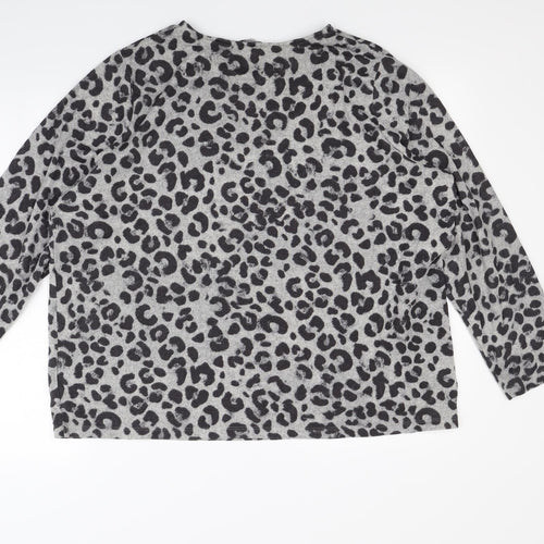 TU Womens Grey Animal Print  Pullover Sweatshirt Size 2