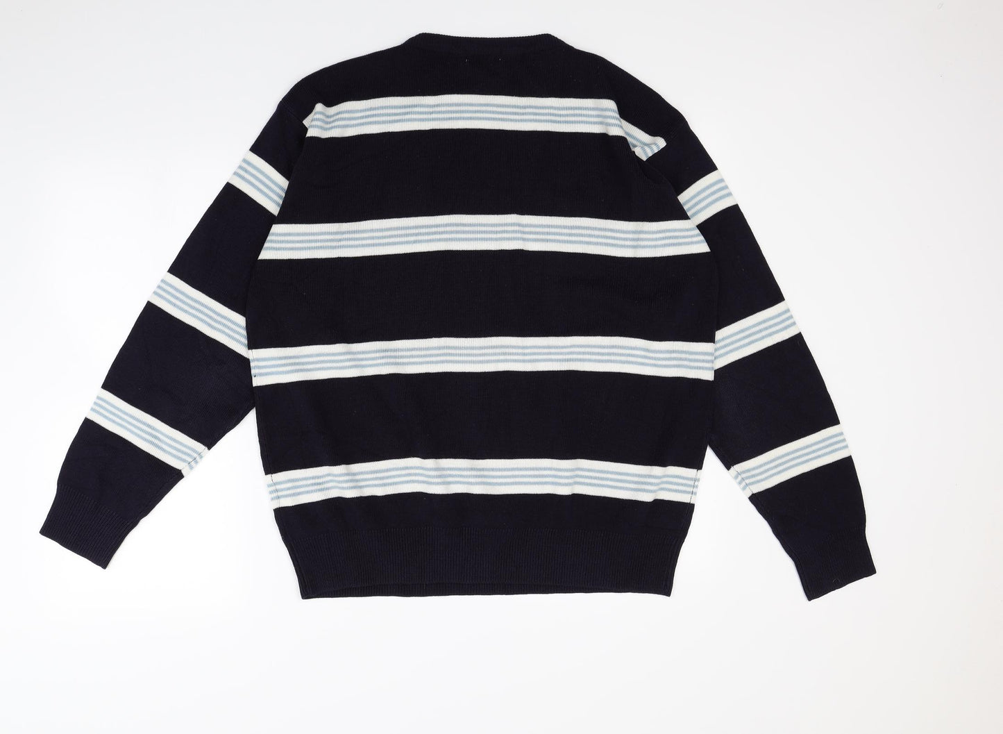 Fred Perry Mens Blue Striped  Pullover Jumper Size L