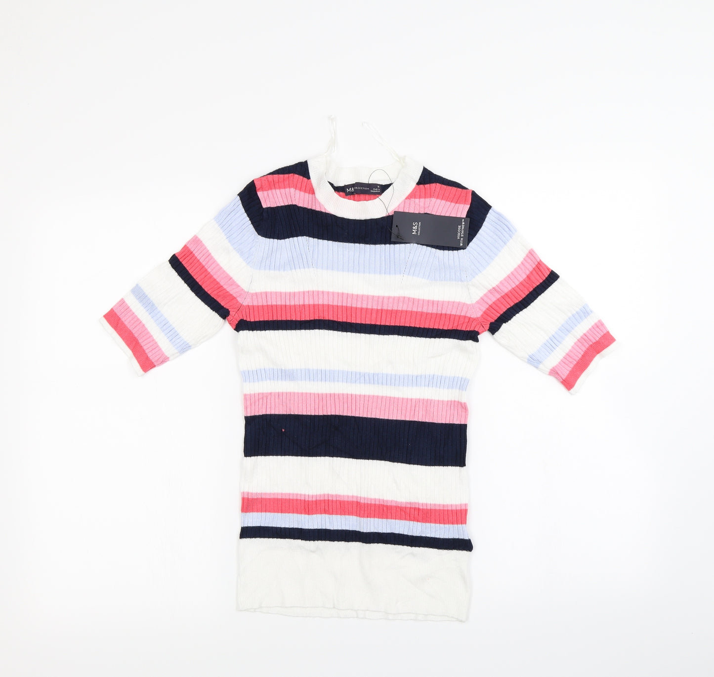 M&S Womens Multicoloured Striped  Pullover Jumper Size 10