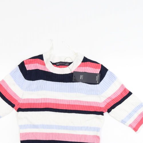 M&S Womens Multicoloured Striped  Pullover Jumper Size 10