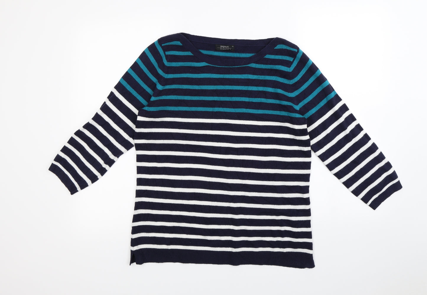 Papaya Womens Blue Striped  Pullover Jumper Size 14