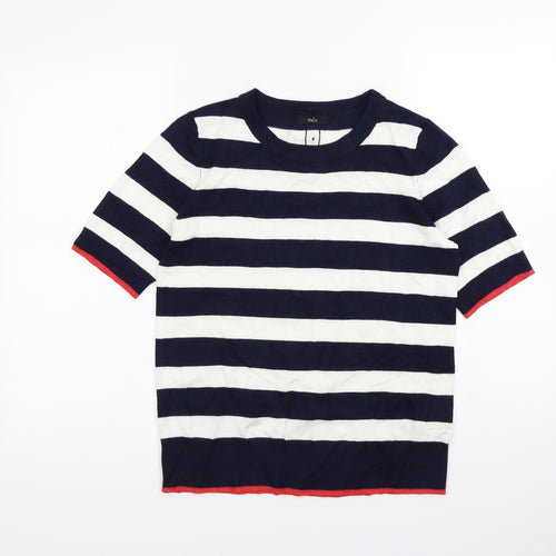 M&Co Womens Blue Striped  Pullover Sweatshirt Size 10