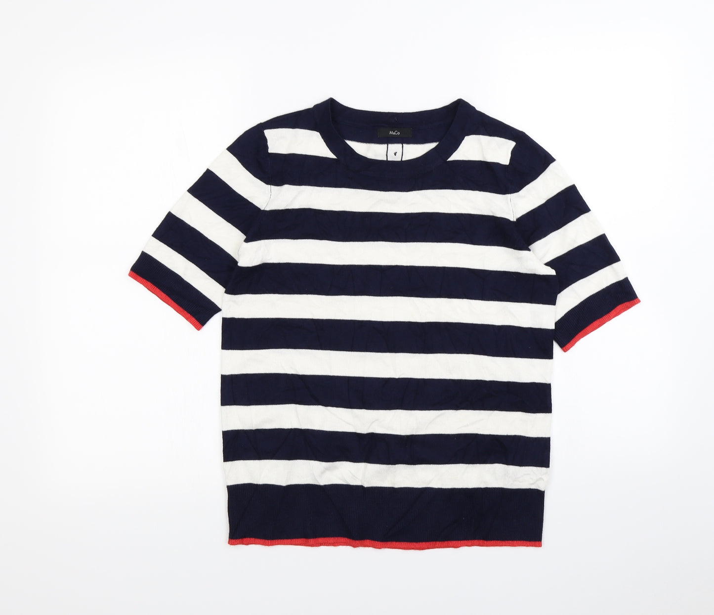 M&Co Womens Blue Striped  Pullover Sweatshirt Size 10