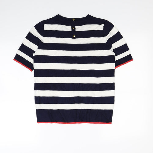 M&Co Womens Blue Striped  Pullover Sweatshirt Size 10