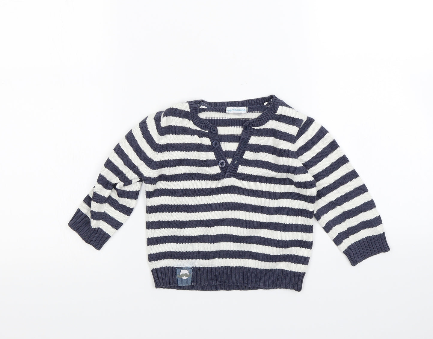 Vertbaudet Baby Blue Striped  Pullover Jumper Size 18-24 Months