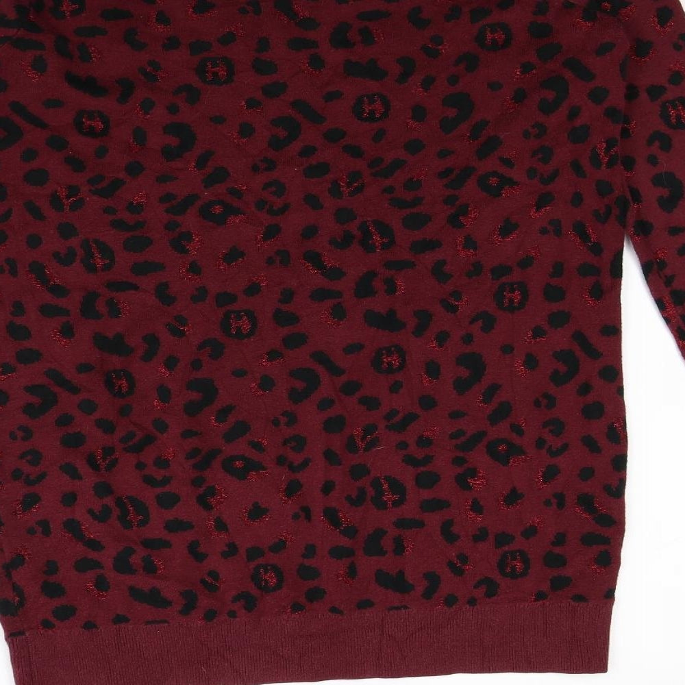 Papaya Womens Purple Animal Print  Pullover Jumper Size M