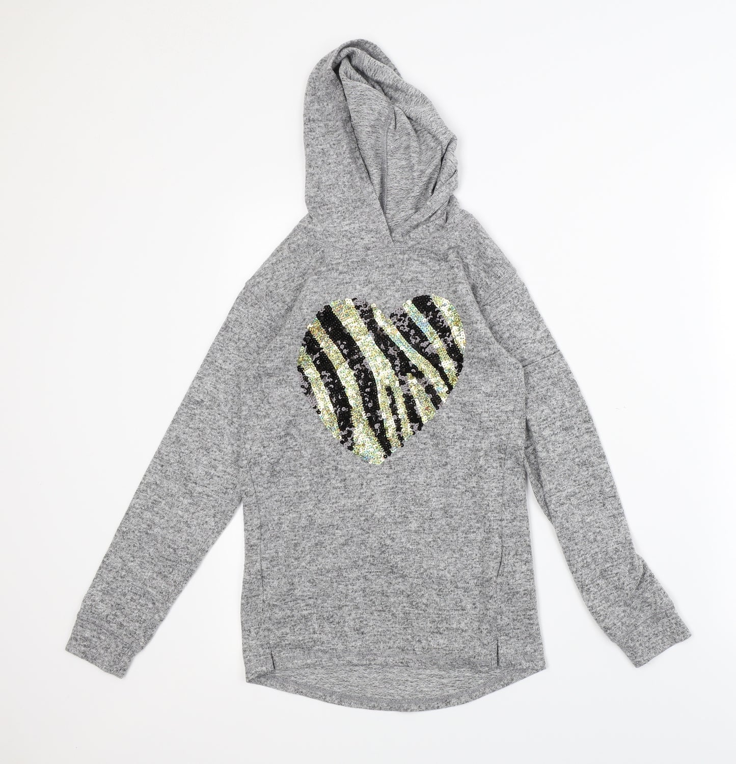 Bluezoo Girls Grey   Pullover Hoodie Size 11 Years
