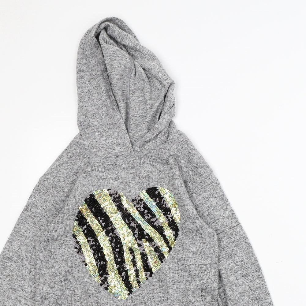 Bluezoo Girls Grey   Pullover Hoodie Size 11 Years