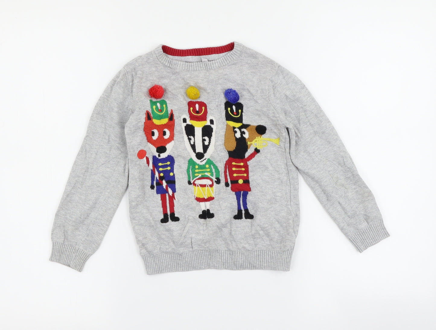 Marks and Spencer Boys Grey   Pullover Jumper Size 3-4 Years  - animals