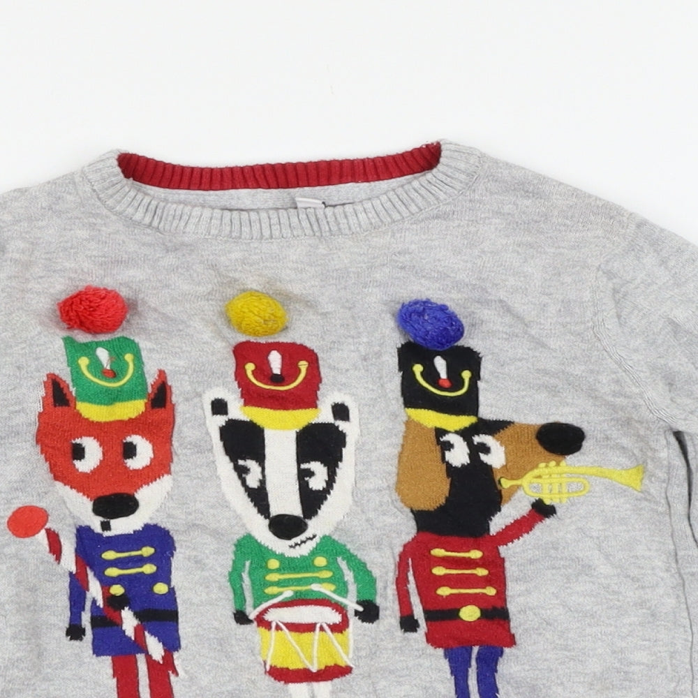 Marks and Spencer Boys Grey   Pullover Jumper Size 3-4 Years  - animals