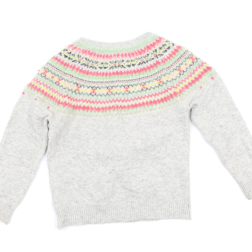 John Lewis Girls Grey Geometric  Cardigan Jumper Size 6 Years