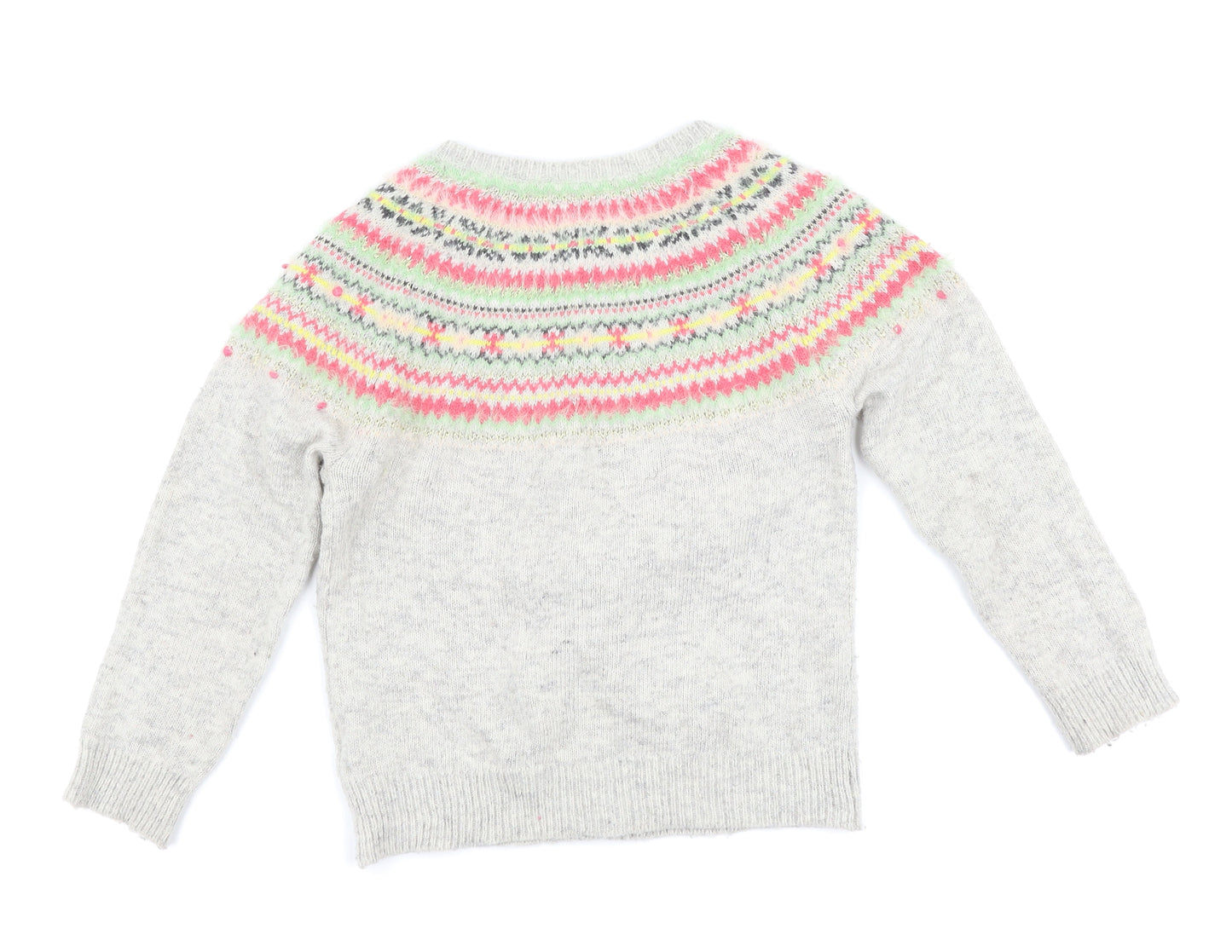John Lewis Girls Grey Geometric  Cardigan Jumper Size 6 Years