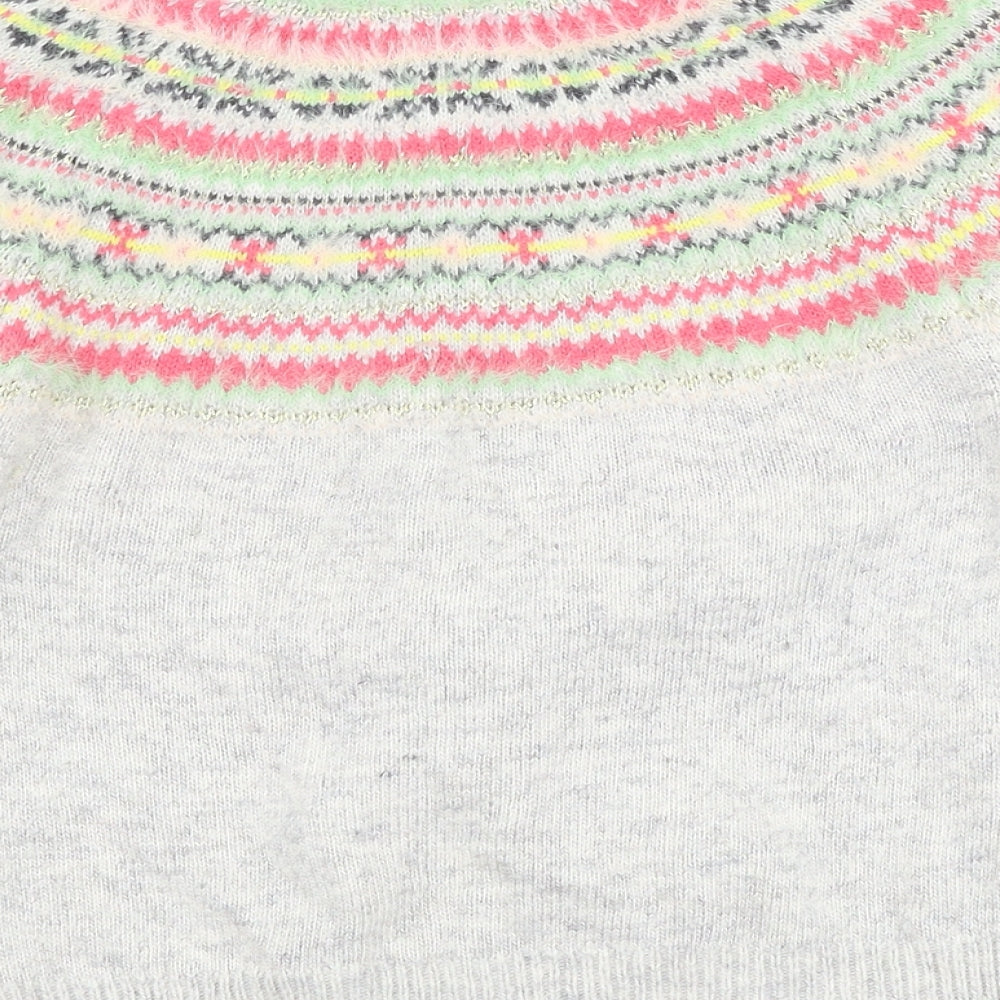 John Lewis Girls Grey Geometric  Cardigan Jumper Size 6 Years