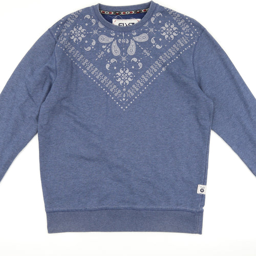 FLY53 Mens Blue Paisley  Pullover Sweatshirt Size XL