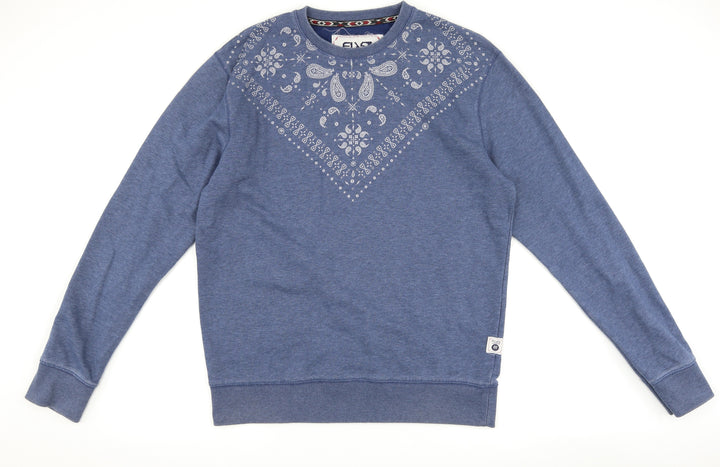 FLY53 Mens Blue Paisley Pullover Sweatshirt Size XL