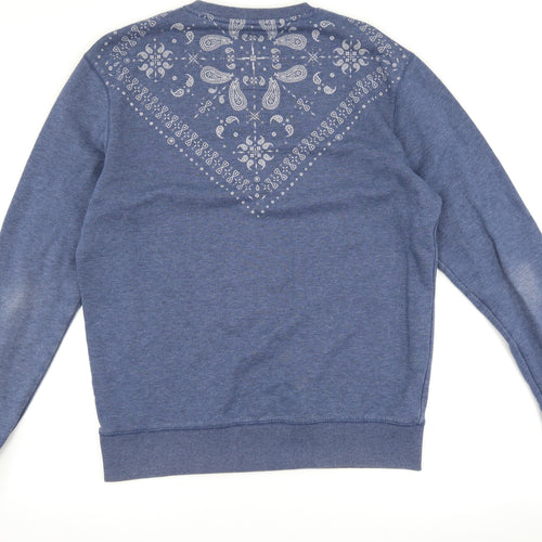 FLY53 Mens Blue Paisley  Pullover Sweatshirt Size XL
