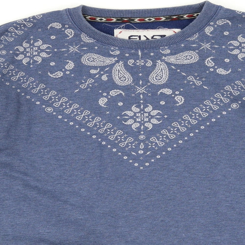FLY53 Mens Blue Paisley  Pullover Sweatshirt Size XL