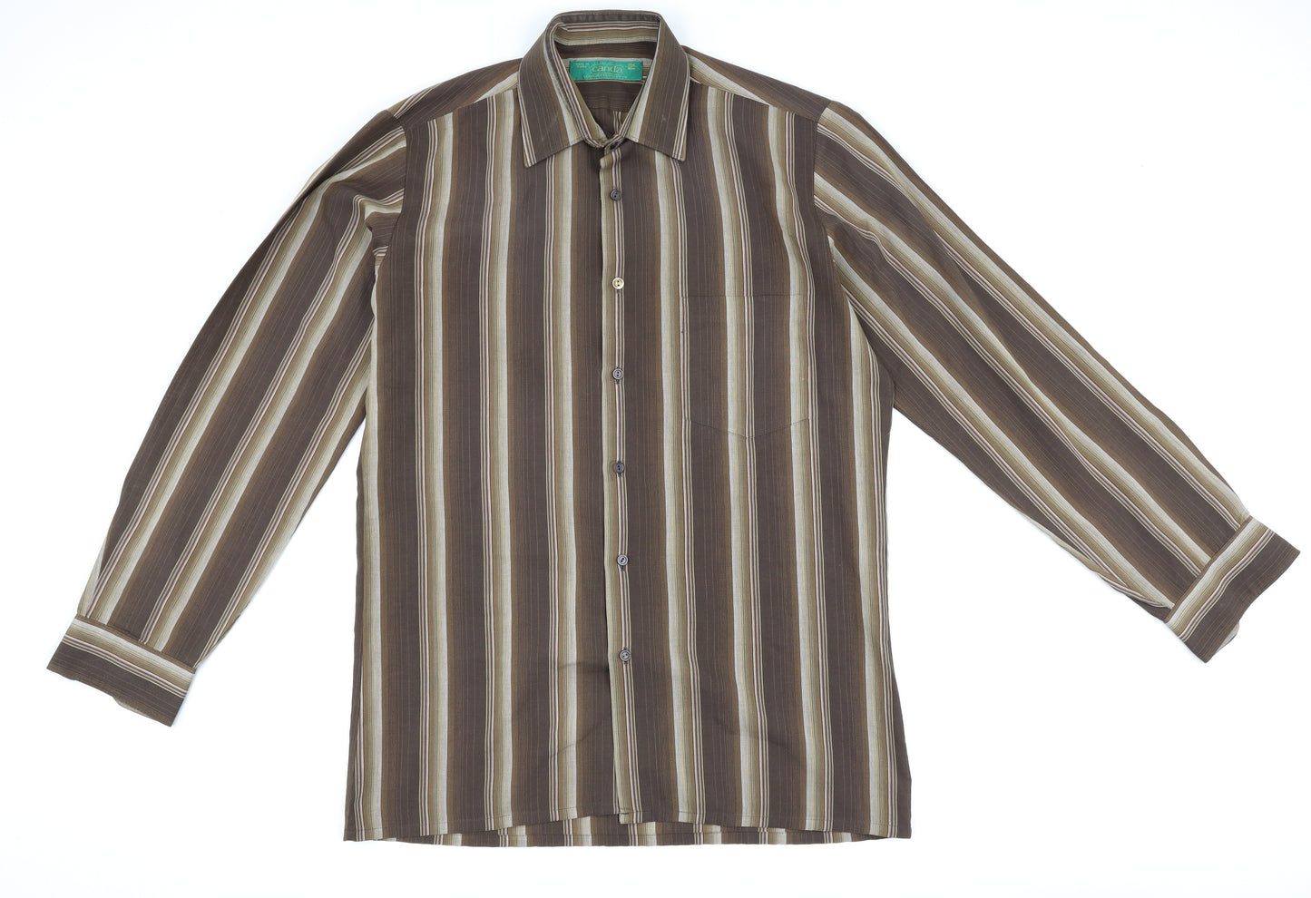 Canada Mens Brown Spotted   Dress Shirt Size 15