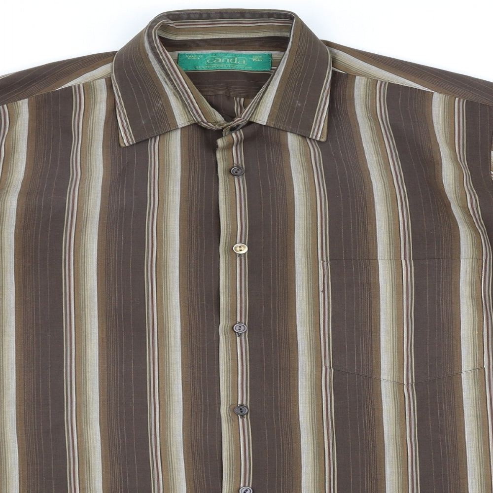 Canada Mens Brown Spotted   Dress Shirt Size 15