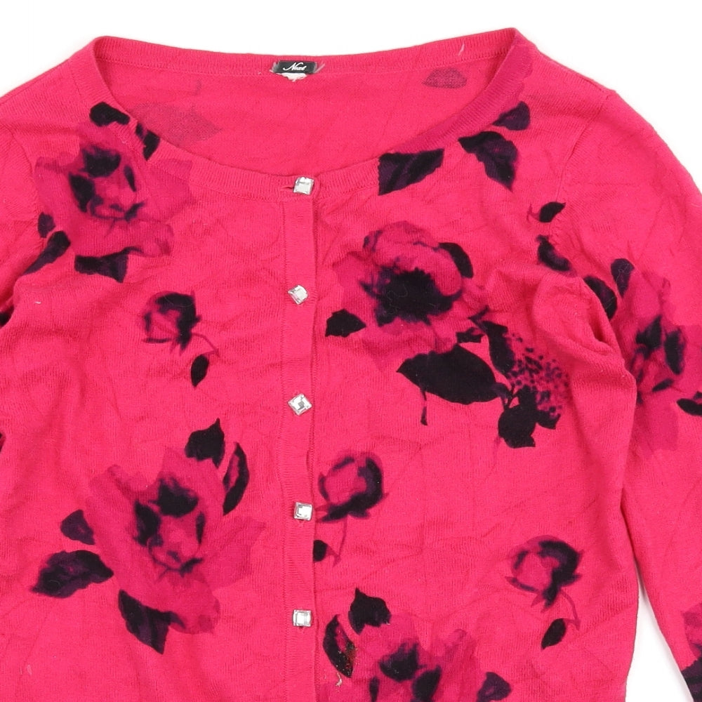 NEXT Womens Pink Floral  Cardigan Jumper Size 10
