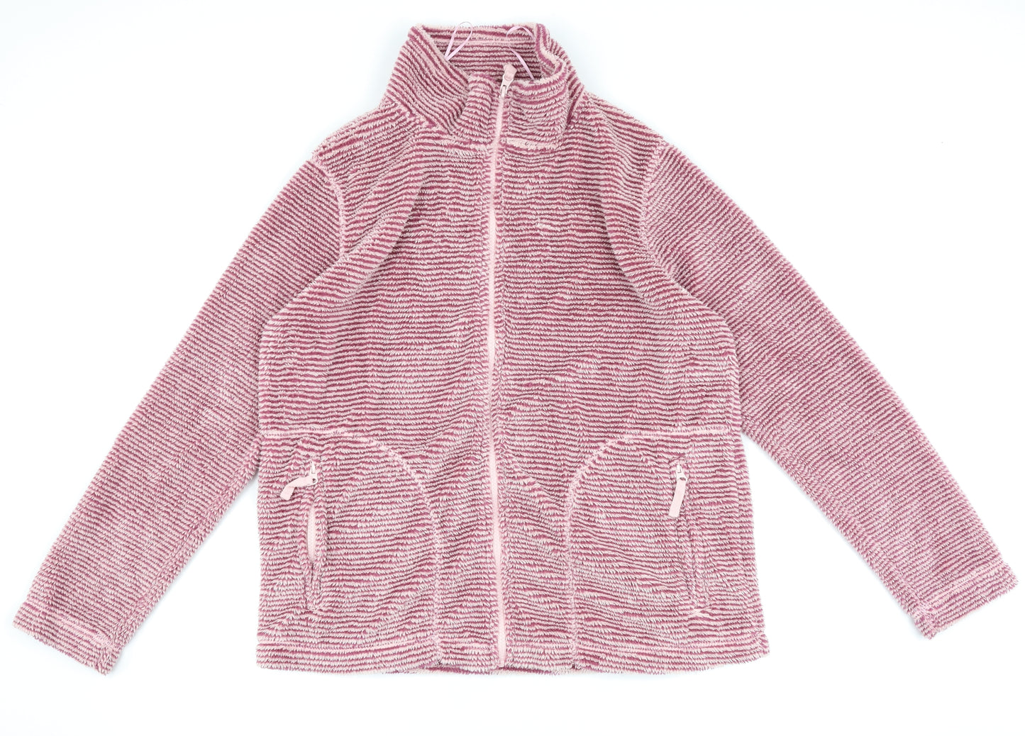 TU Womens Purple Striped Fleece Jacket  Size 14