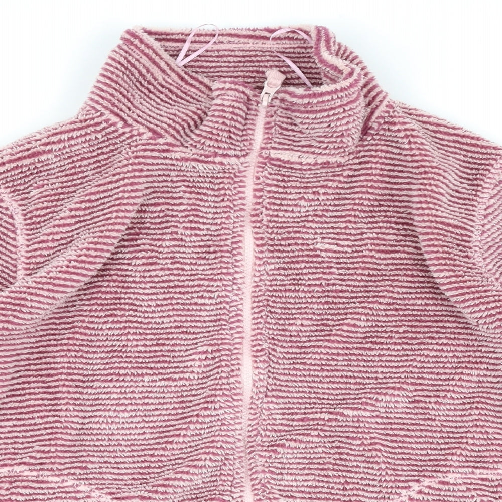 TU Womens Purple Striped Fleece Jacket  Size 14