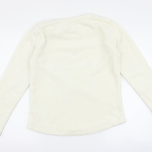 Matalan Womens White  Fleece Top Pyjama Top Size M  - Star