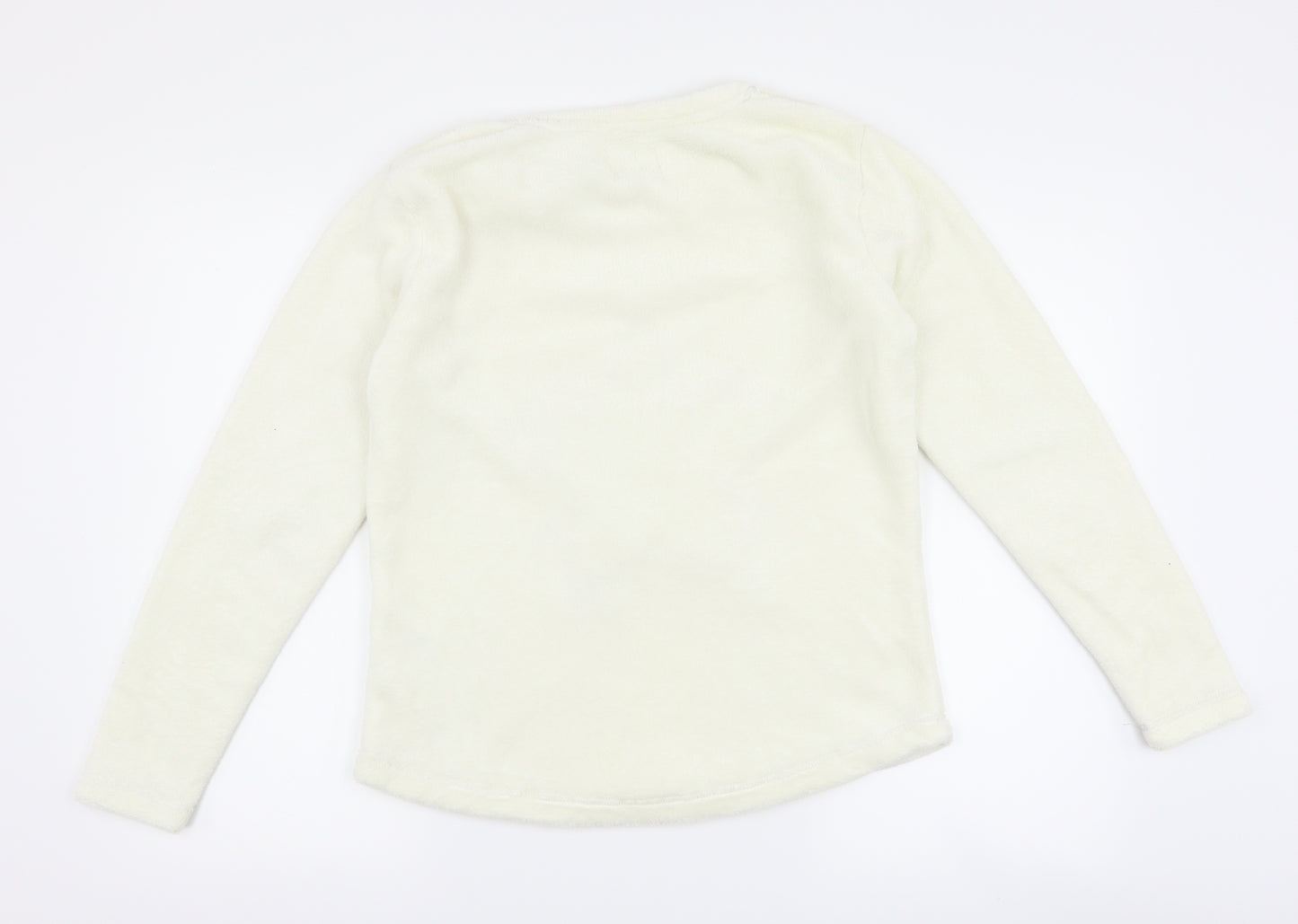 Matalan Womens White  Fleece Top Pyjama Top Size M  - Star