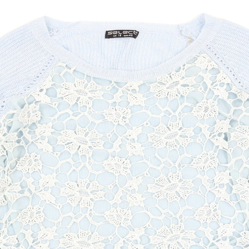 Select Womens Blue Floral  Pullover Jumper Size 18