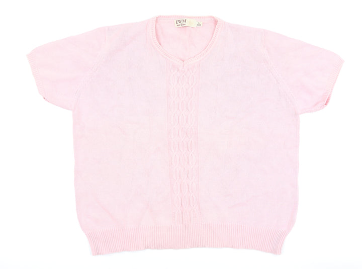 EWM Womens Pink Basic T-Shirt Size L