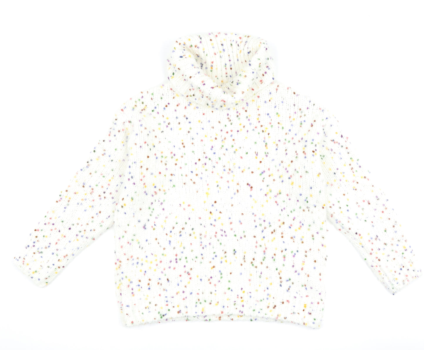 TU Womens White Polka Dot  Pullover Jumper Size 10