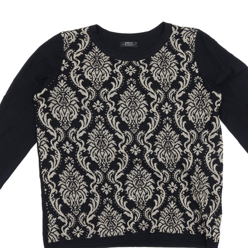 Papaya Womens Black Geometric  Pullover Jumper Size 16
