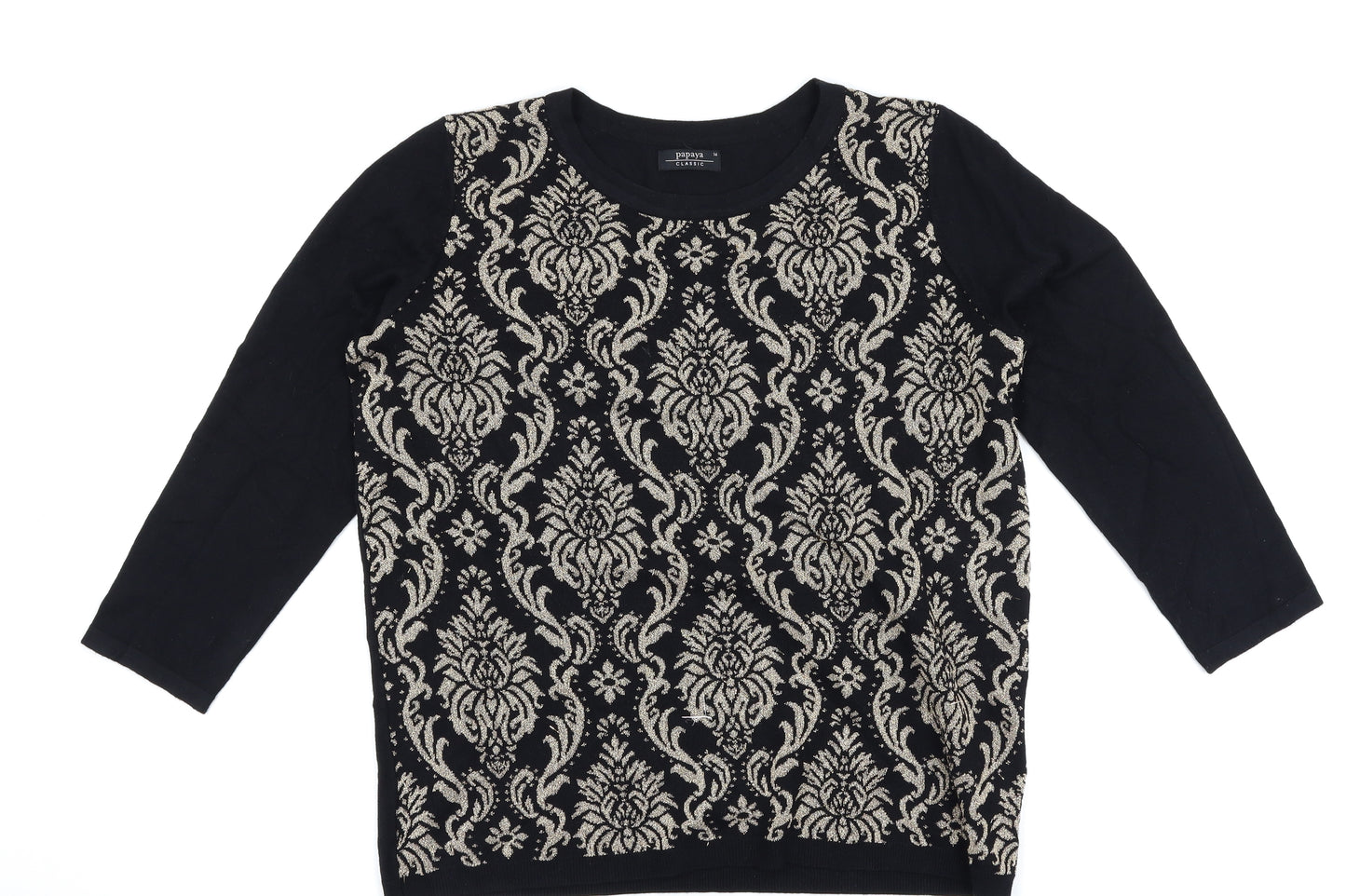 Papaya Womens Black Geometric  Pullover Jumper Size 16